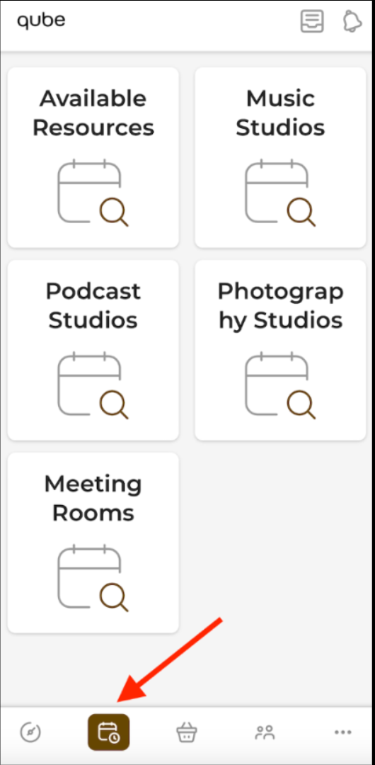 Studio list in the Qube app